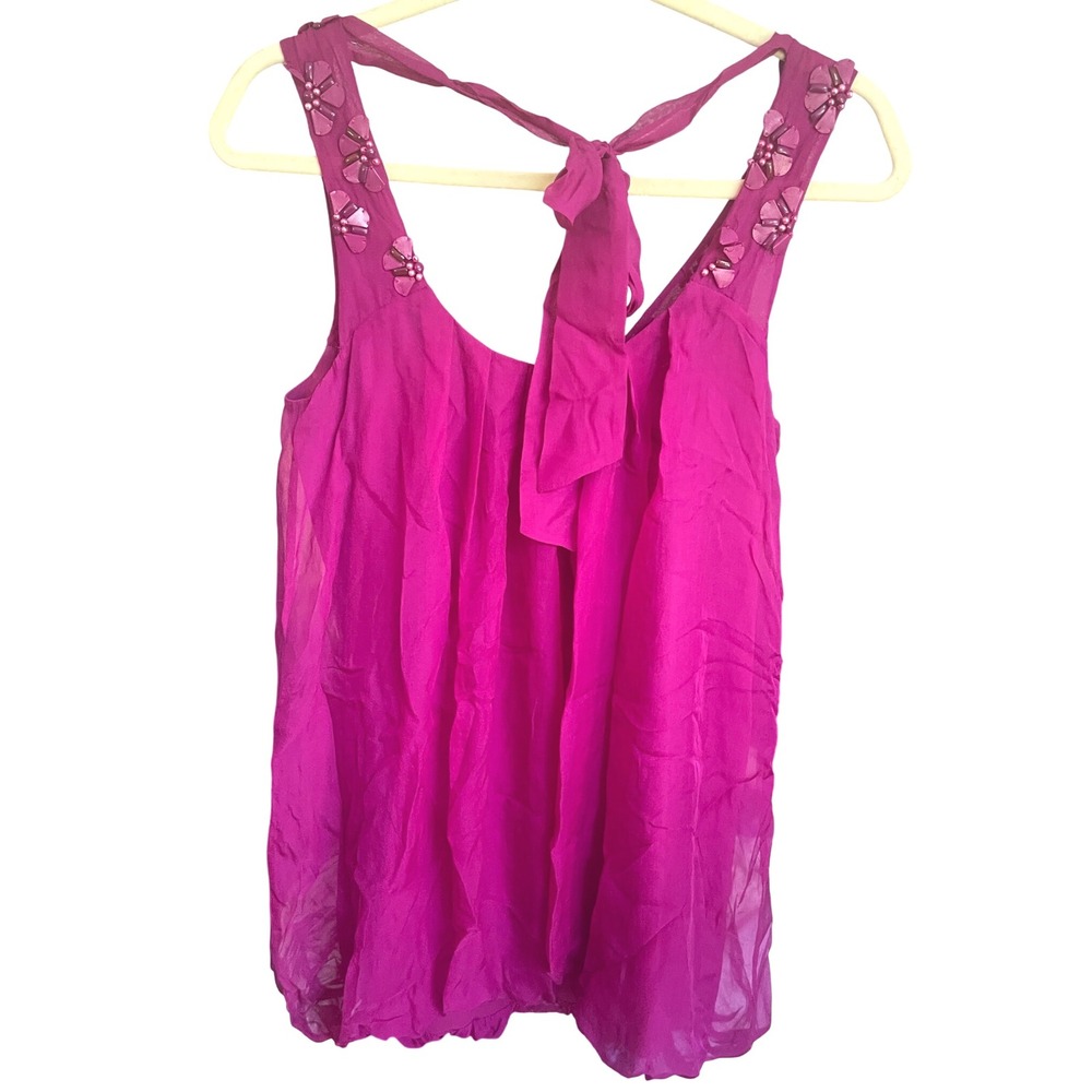 Rebecca Taylor Y2K Vintage Silk Micro Mini Balloon Pink Sheer Silk Embellished 2 - Picture 3 of 10